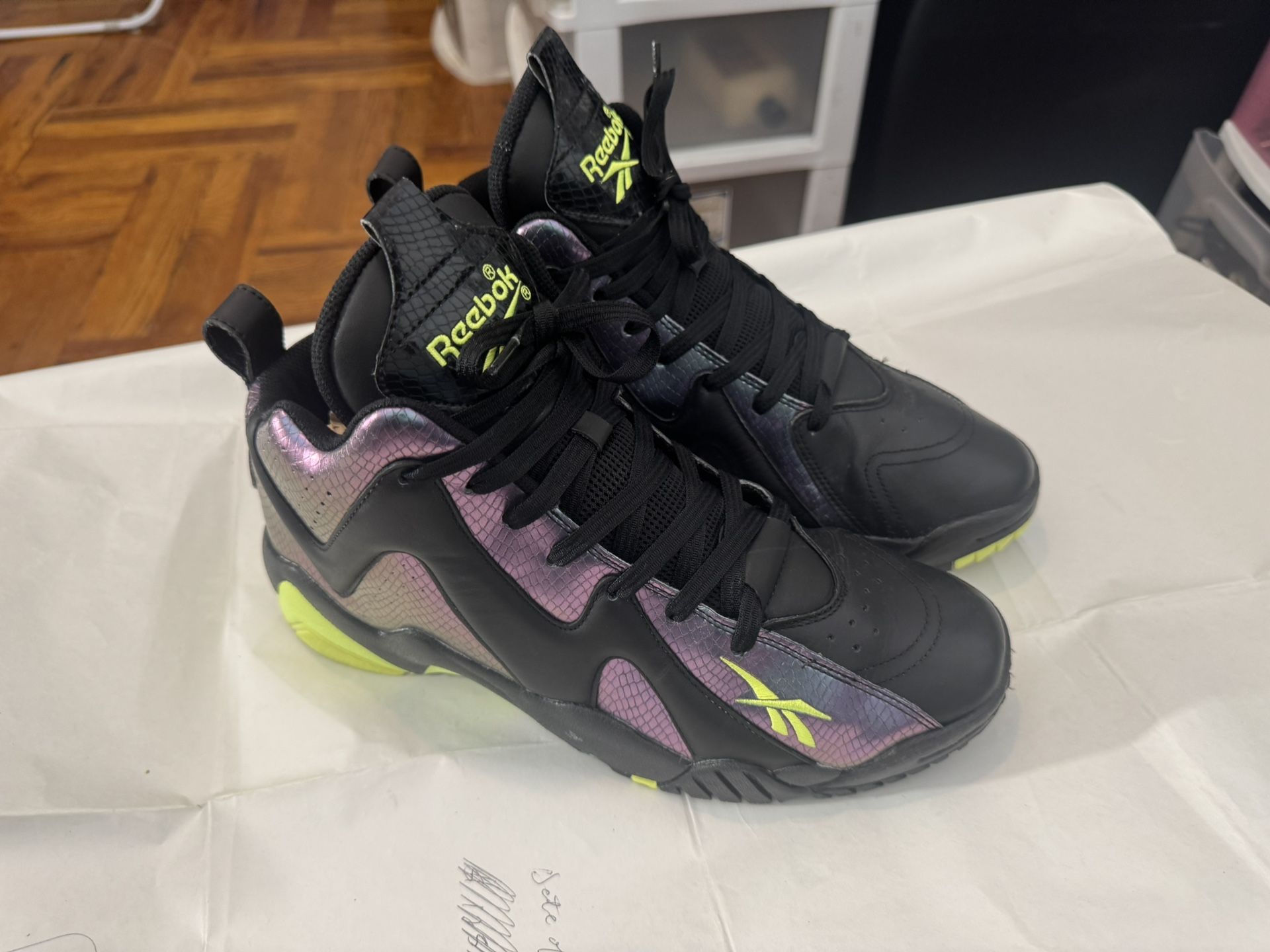 Used Sneakers Reebok Kamikaze 2 Nocturnal Black/Neon Yellow V51847 Size 10 Men’s