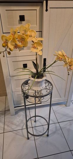 Artificial orchid plant and stand