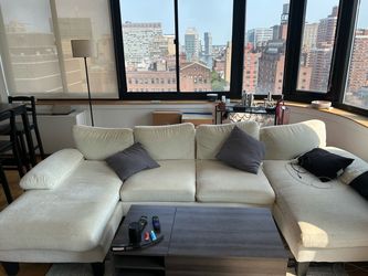 White Fabric Sectional Sofa