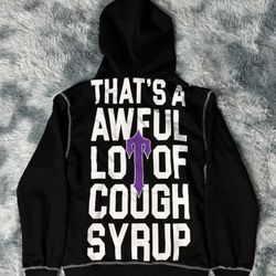 Awful Lot of Cough Syrup Denim Hoodie Trapstar Black Chrome White Top Hearts Tears Jacket Medium M 