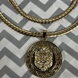 14k premium gold plated none tarnish Lion Head pendant and necklace ✅✅✅