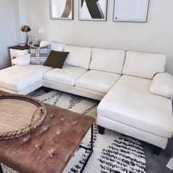 Chenille Fabric Double Chaise Sectional