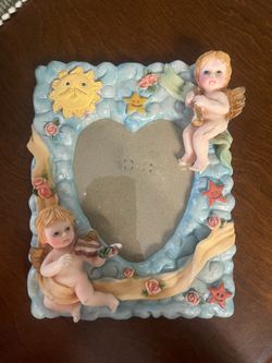Cherub Angels Playing Instruments-Heart- Picture Frame