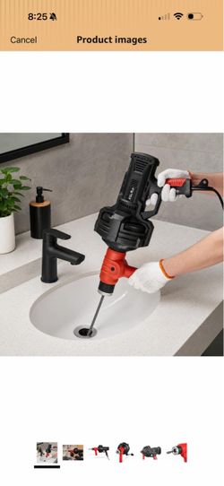 XtremepowerUS Handheld Portable Auto Feed Snake Drain Auger Corded Operated Unclog Sink Clog Pipe Cleaner Plumbing Power Tube 25' ft Cable 42 $45