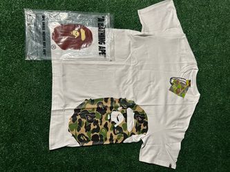 Large white camo ape logo designer t shirt