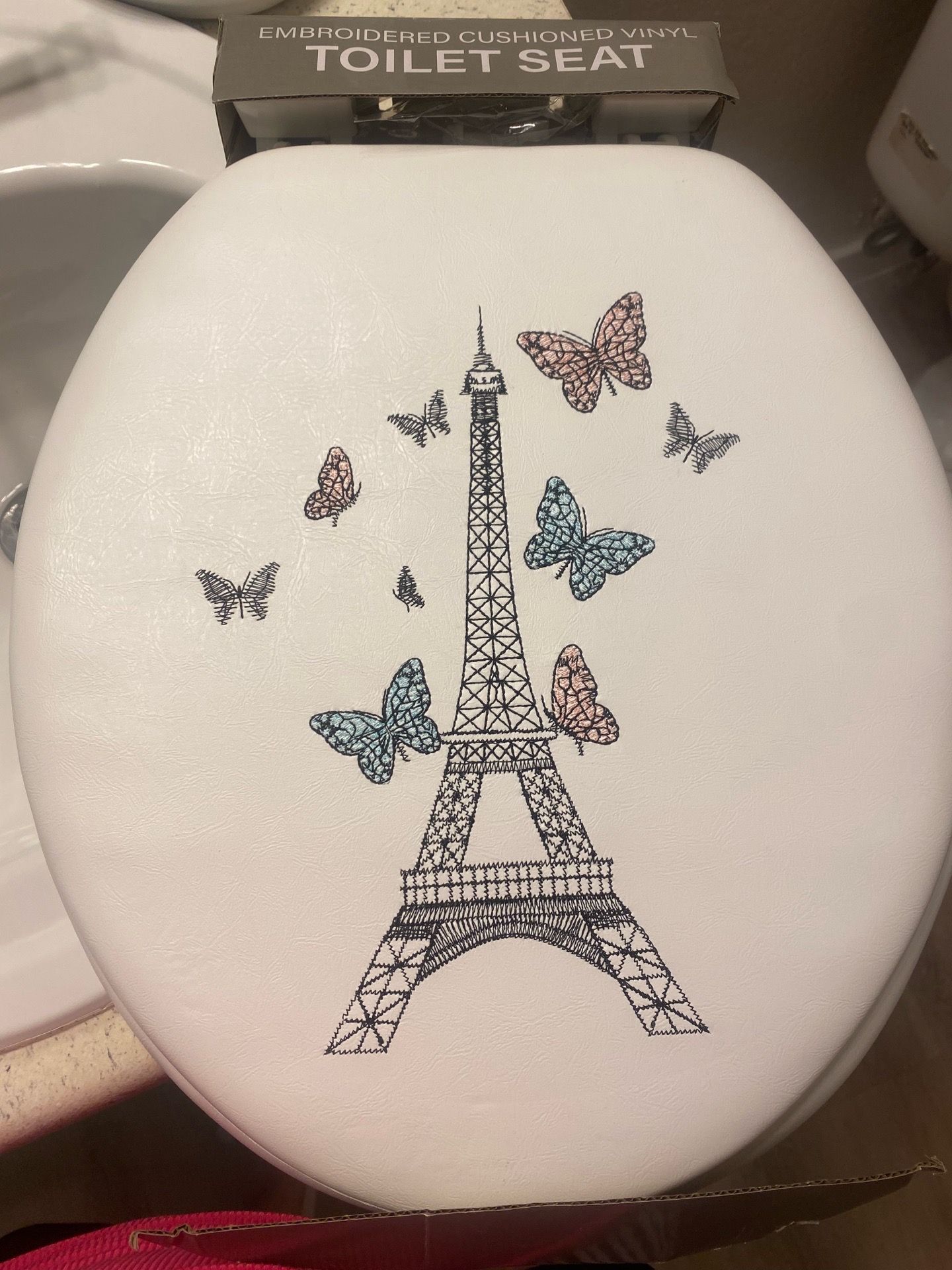Brand New Paris Embroidered Toilet Seat
