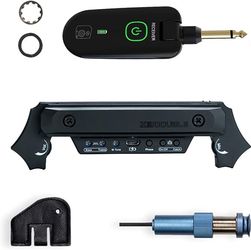 X2 Double Wireless & Wired Acoustic Guitar Pickup System,Wireless Soundhole Pickup with Receiver Microphone 30M Transmission for 80-120mm Sound-hole A