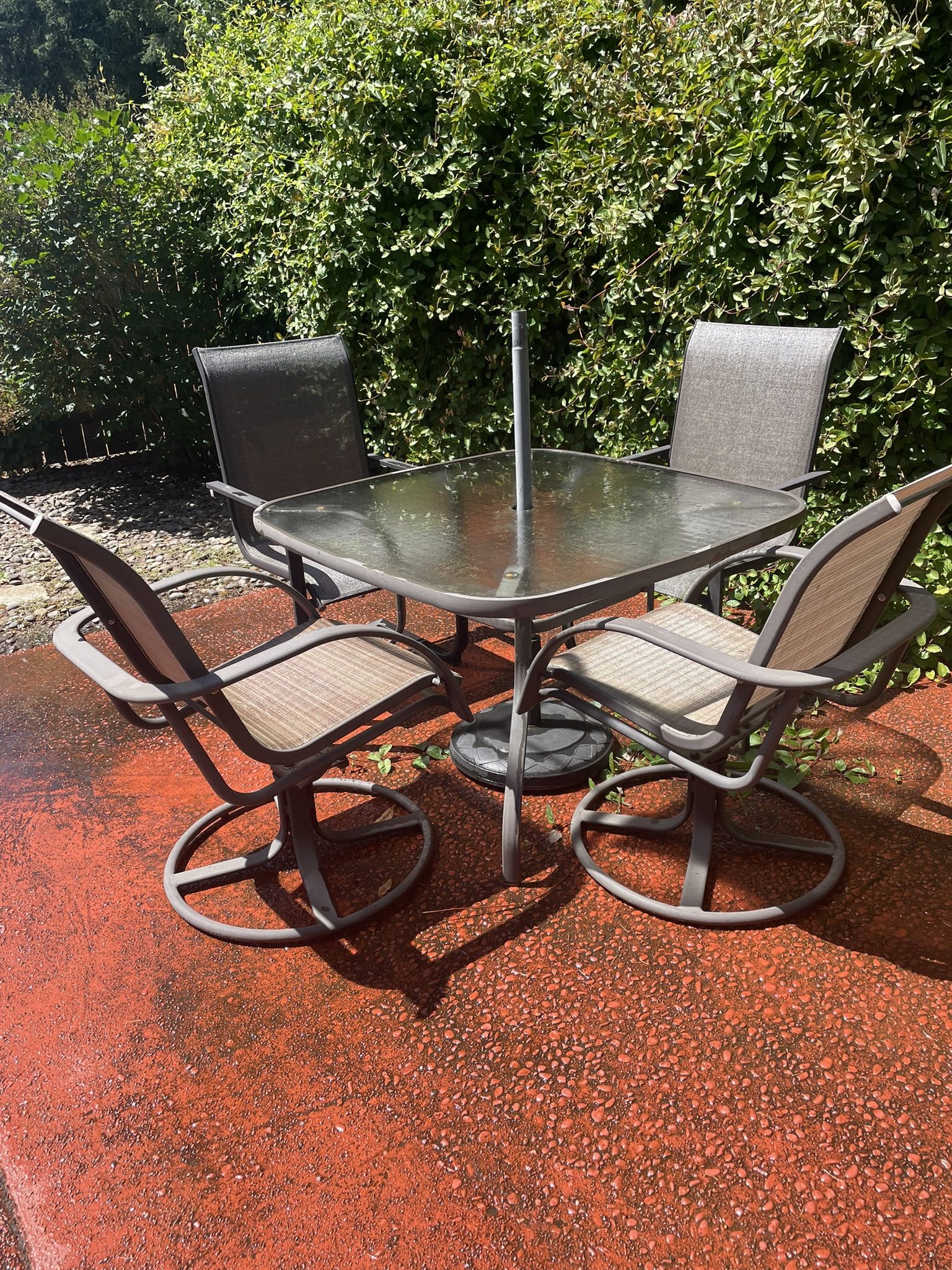 Glass Patio Table with 4 Chairs