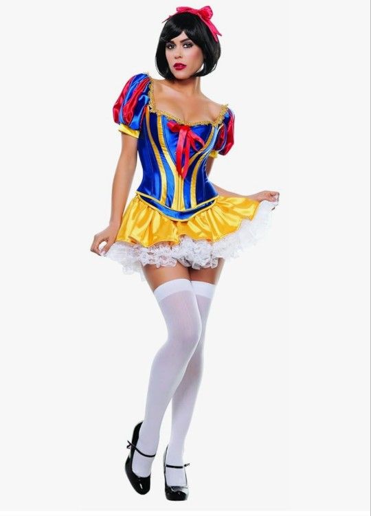 Women's Fairy Tale Snow White 3 Piece Costume Corset Set