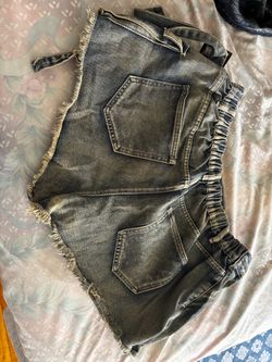 Acid Wash Denim Romper with Frayed Hem