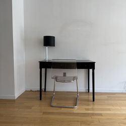Desk, Chair And Lamp Set Up