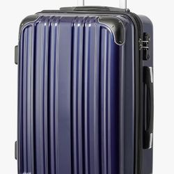 Coolife Luggage Expandable(only 28") Suitcase PC+ABS Spinner  24in  Carry on (navy new, M(24in))