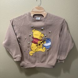 Women’s Small Disney Winnie The Pooh Beige Honey Bees Sequin Crewneck Sweater
