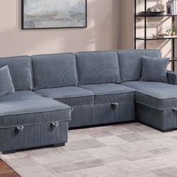 3-Piece Convertible Sectional Sleeper Sofa & 2 Chaise Storage