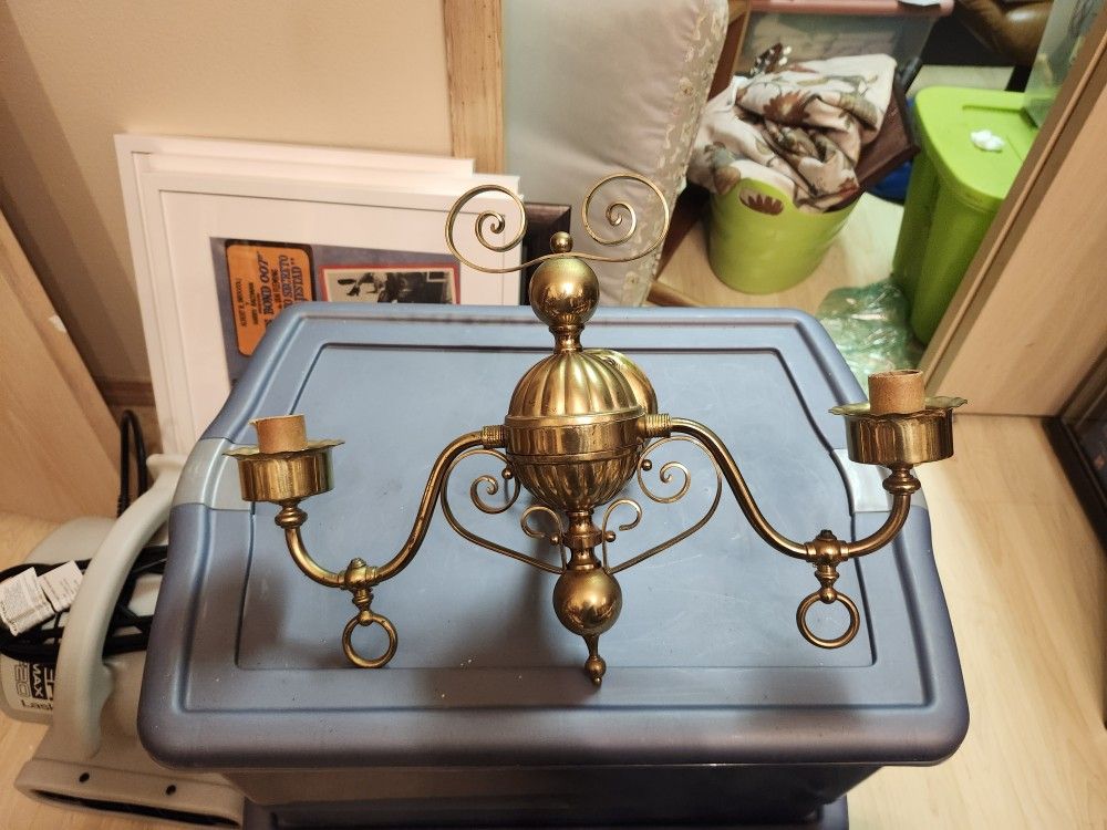 1920's Wall Scone Lamp, Laquered Brass