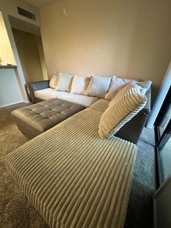 Grey Sectional Sofa With Chaise and Ottoman