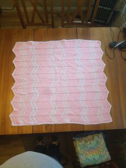 Baby Girl Crochet Blanket 33x38. Beautiful And Soft