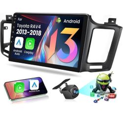 5G WiFi Car Stereo Radio for Toyota RAV4 2013-2018 with Carplay/Android Auto, 4G RAM 64G ROM 10.2 Inch IPS Touch Screen Android 13 Car Radio with GPS 