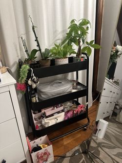 Black Rolling Utility Storage Cart