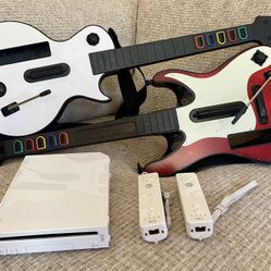 Nintendo Wii Guitar Hero Bundle! 2 Guitars!