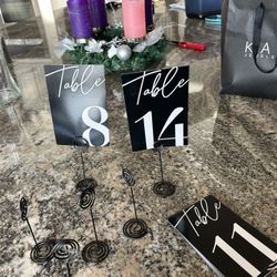 Wedding Table #s With Stands, Garter, Stickers 