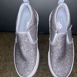 Youth Silver Glitter Vans