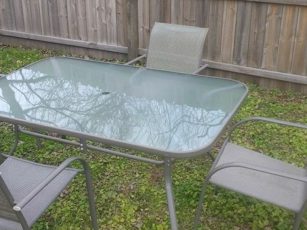 Outdoor Furniture Set, Glass Table + 4 Chairs