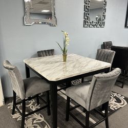 5PC Gray Dining Table Set