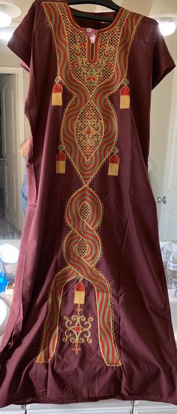 Handmade Egyptian culture dress 💯 % Egyptian Cotton Maroon , purple