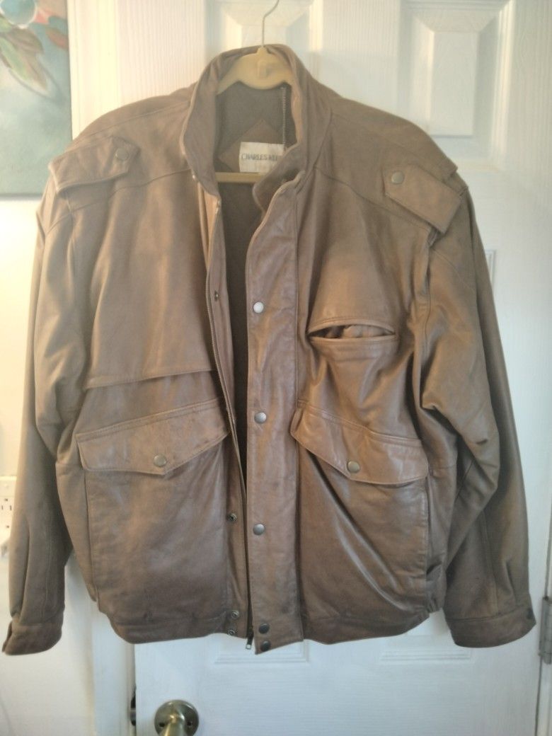 Vintage Leather Bomber Jacket 