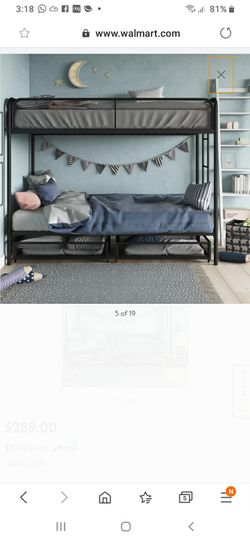 New in box twin over twin with storage mattress not included