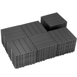 72 PCS Plastic Interlocking Deck Tiles - 12" x 12" Waterproof Indoor Outdoor Flooring