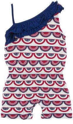 KicKee Pants Flag Swag Diagonal Ruffle Romper