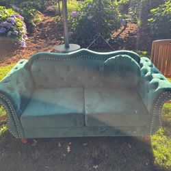 Velvet Rolled Arm Loveseat Couch