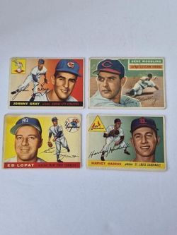 1955–1956 Topps Baseball Cards – 4-Card Vintage Lot