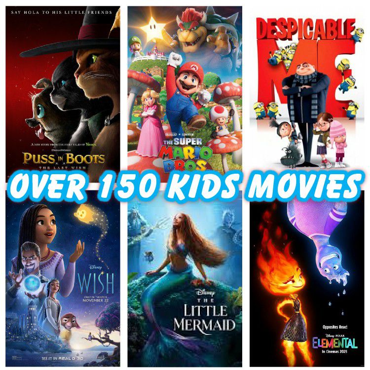 150 Kids Movies - Over 150 Animated and Live Action Family Movies on USB Drive