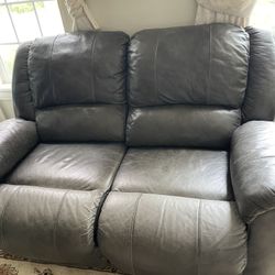 Grey Couch Set 3 pcs With Recliner, A Double, And Three