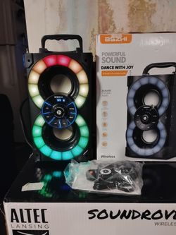 Portable 80W Bluetooth Speaker, FM Radio, Lights and Remote