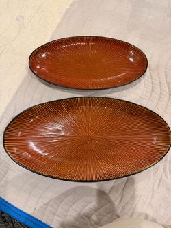 2-Piece Oval Ceramic Serving Platter Set (15" & 12")