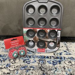 BRAND NEW 12 CUP MINI MUFFIN/CUPCAKE PAN WITH 100 PIECES BAKING CUPS