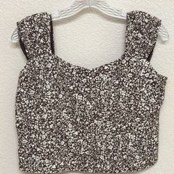 Abercrombie & Fitch Women's Linen-Blend Scrunchie Strap Corset Top 