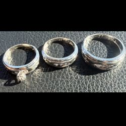 Set Of White Gold 10 Karat Rings (3) Natural diamonds 