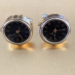 Clock Cufflinks New Old Stock