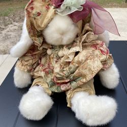 Russ Berrie Gardenia White Rabbit Stuffed Animal 11" Long Ear Plush Bunny Hat ne