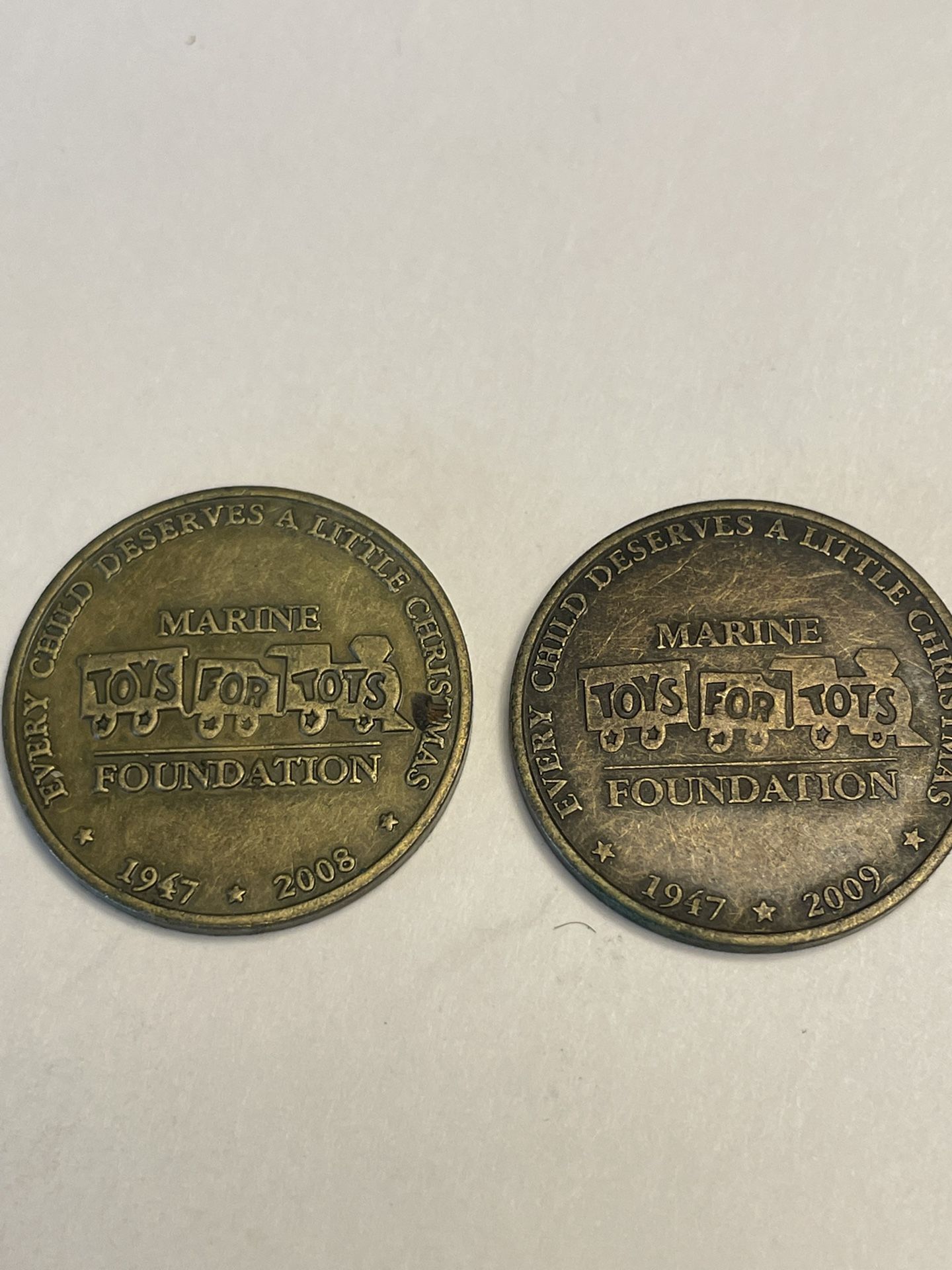 2008 & 2009 Toys For Tots Marine Coins