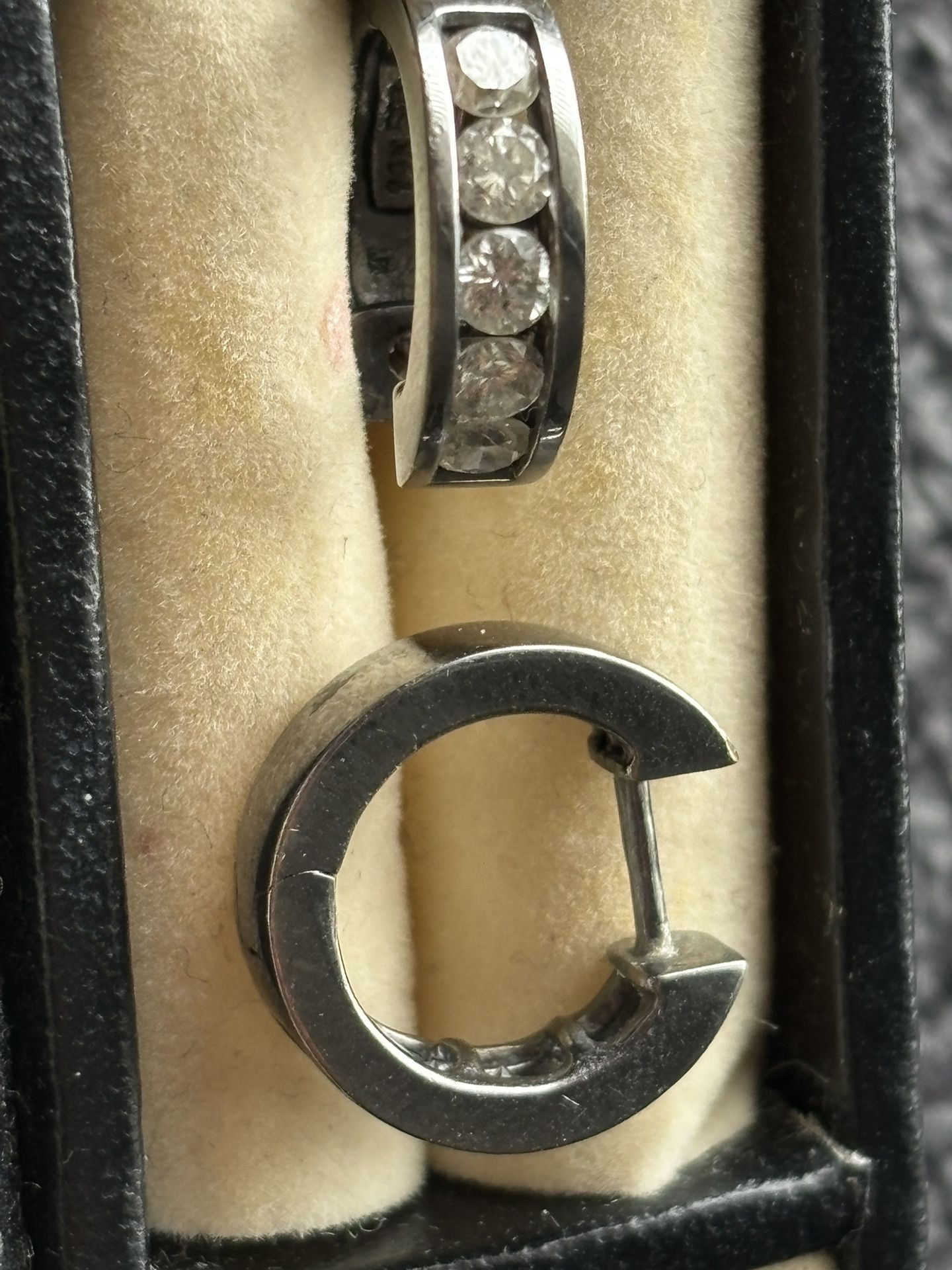 14k Black Gold Diamond Huggie Earrings