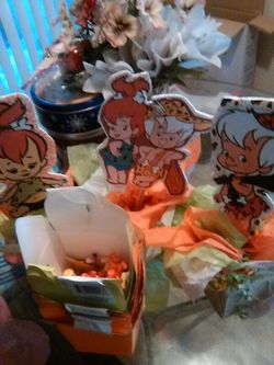 Pebbles and Bam Bam party decor