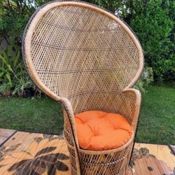 Wicker Peacock Chair Vintage 