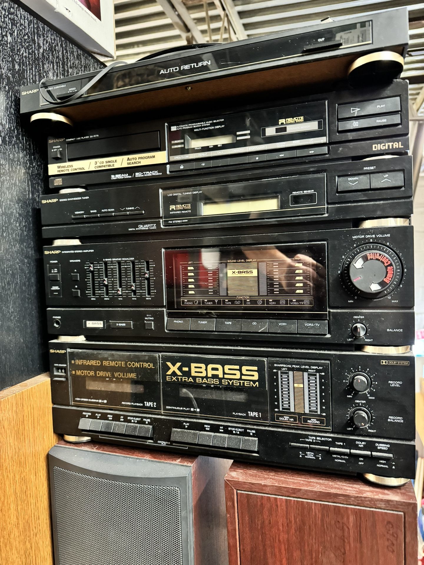 Vintage Sharp Radio, Amplifier, Cassette Deck, Tuner, Record Player