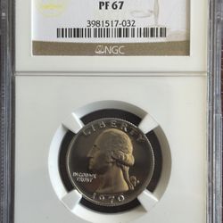 1969 S 25c Washington Quarter - Graded NGC PF67, Beautiful Tone, Collection |